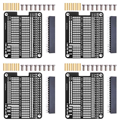 GeeekPi 4x Prototype Breakout DIY Breadboard PCB Shield Board Kit für Raspberry Pi 4 3 2 B+ A+ (Schwarz) von GeeekPi