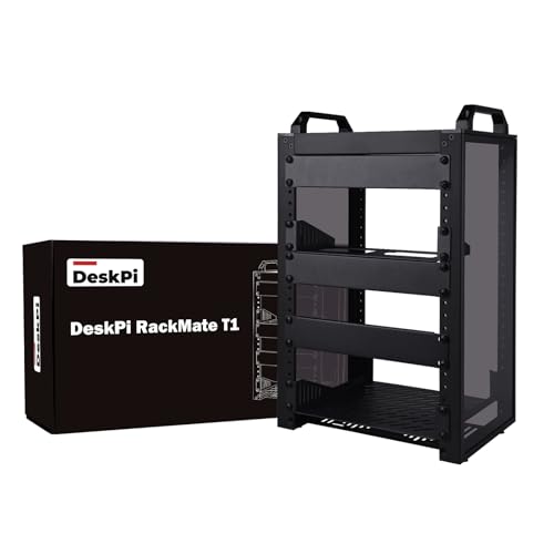 GeeekPi 8U Netzwerkschrank, 10-Zoll-Rack für Netzwerk-, Server-, Audio- und Videoausrüstung, DeskPi RackMate T1 Rackmount-Server-Schrank Gehäuse (Schwarz) von GeeekPi
