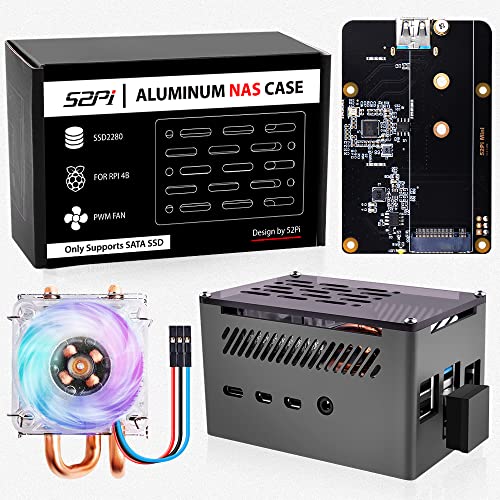 GeeekPi Aluminium NAS Gehäuse mit Ice Tower Kühler,M.2 SATA SSD Adapterplatine, Passive Gehäuse mit 4007 Ultra-Quiet PWM Lüfter für Raspberry Pi 4 Model B 2GB 4GB 8GB GeeekPi Aluminium NAS Gehäuse mit Ice Tower Kühler,M.2 SATA SSD Adapterplatine, Passive Gehäuse mit 4007 Ultra-Quiet PWM Lüfter für Raspberry Pi 4 Model B 2GB 4GB 8GB von GeeekPi