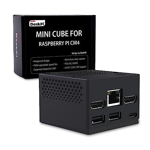 GeeekPi DeskPi Mini Cube for Raspberry Pi Compute Module 5/4 (CM5/CM4), DeskPi Mini PC Case with Aluminum Alloy Radiator Built in PWM Adjustable Speed Fan von GeeekPi