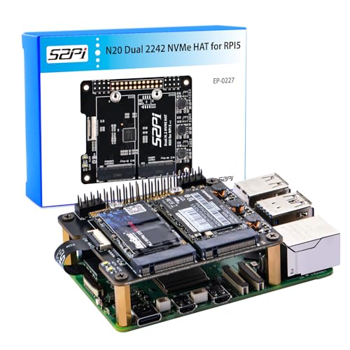 GeeekPi N20 Dual M.2 NVMe SSD Shield PCIe Peripheral Board for Raspberry Pi 5, Support Dual M.2 M-Key NVMe SSD 2242 GeeekPi N20 Dual M.2 NVMe SSD Shield PCIe Peripheral Board for Raspberry Pi 5, Support Dual M.2 M-Key NVMe SSD 2242 von GeeekPi