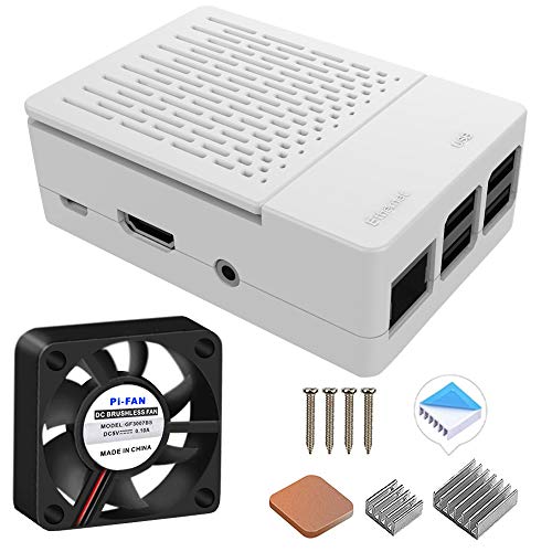 GeeekPi Raspberry Pi 3 B+ Gehäuse mit Lüfter und 3 Kühlkörpern für Raspberry Pi 3 Model B 3B+/3B/2B (weiß) von GeeekPi