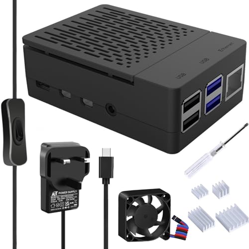 GeeekPi Raspberry Pi 4 Gehäuse mit 5 V 3 A USB-C-Netzteil, UK-Netzteil, Raspberry Pi 4 Gehäuse mit Lüfter 40 x 40 x 10 mm und 4 Stück Raspberry Pi 4 Kühlkörper für Raspberry Pi 4 Modell B GeeekPi Raspberry Pi 4 Gehäuse mit 5 V 3 A USB-C-Netzteil, UK-Netzteil, Raspberry Pi 4 Gehäuse mit Lüfter 40 x 40 x 10 mm und 4 Stück Raspberry Pi 4 Kühlkörper für Raspberry Pi 4 Modell B von GeeekPi