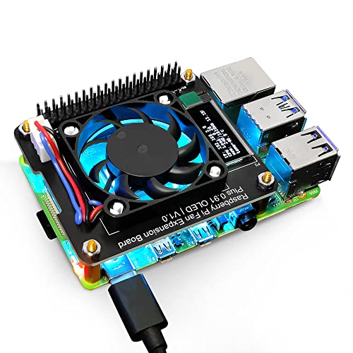 GeeekPi Fan Hat Module für Raspberry Pi 4 Model B, Raspberry Pi PWM Lüfter GPIO Expansion Board mit 0,91 Zoll OLED Display für Raspberry Pi 4B/3B+/3B/2B GeeekPi Fan Hat Module für Raspberry Pi 4 Model B, Raspberry Pi PWM Lüfter GPIO Expansion Board mit 0,91 Zoll OLED Display für Raspberry Pi 4B/3B+/3B/2B von GeeekPi