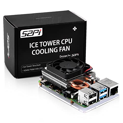 GeeekPi Ultra Thin Ice Tower Cooler für Raspberry Pi 4, Aluminium Aktiver Kühler mit 40x40x7mm PWM-Lüfter für Raspberry Pi 4 Modell B 8GB von GeeekPi