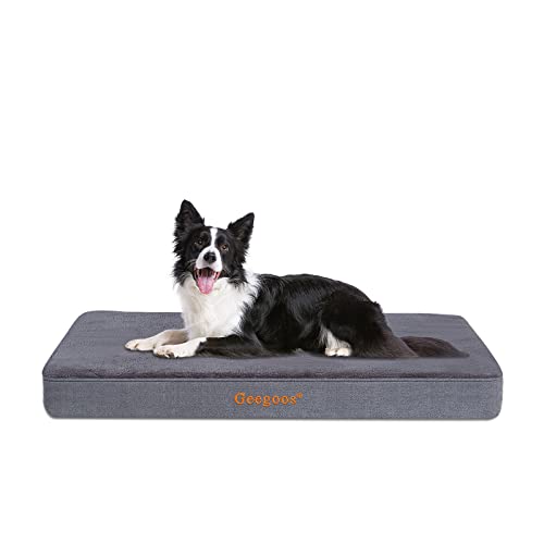 Gegoos Großes Hundebett, Orthopädisches Hund Kissen und Gedächtnisschaumhundbett mit waschbarer Abdeckung, Hundesofa Bett (89 x 55 x 7 cm,Grau) von Geegoos
