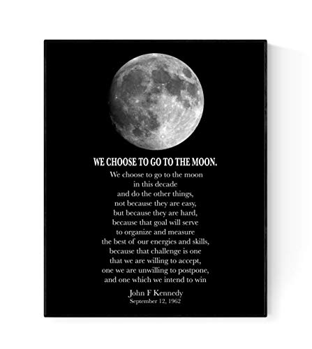 We Choose to Go to The Moon | John F Kennedy (JFK) Zitat Art 11x14 weiß/schwarz von Geekilicious Art