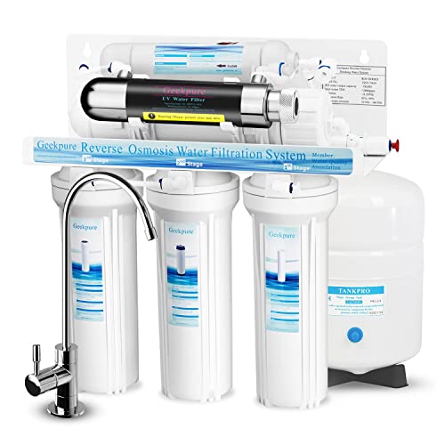 Geekpure 6-stufiges Umkehrosmose Trinkwasser Filtersystem mit UV Filter - 75GPD von Geekpure