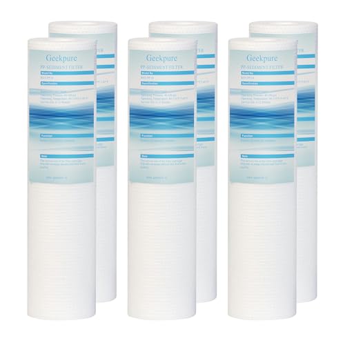 Geekpure PP Sediment Wasserfilterkartusche 2,5 Zoll x 10 Zoll entfernt Schlamm Sand Rost-5 Mikron, 6 Stück Geekpure PP Sediment Wasserfilterkartusche 2,5 Zoll x 10 Zoll entfernt Schlamm Sand Rost-5 Mikron, 6 Stück von Geekpure