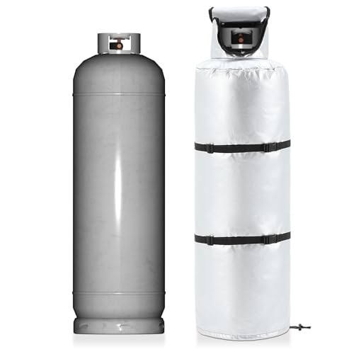 Geelin 45,4 kg Propan-Tank-Winterabdeckung, verdickte integrierte Anti-Freezing-Filz, öffnende Oberseite, wasserdicht, staubdicht, UV-beständig und frostbeständig, Propangasdosen-Schutzabdeckung für von Geelin