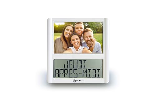 Kalenderuhr mit anpassbarem Fotorahmen - Geemarc Viso5 mit automatischer Zeiteinstellung - Für ältere Menschen - Batteriebetrieben - Ohne Hintergrundbeleuchtung - Version DE Kalenderuhr mit anpassbarem Fotorahmen - Geemarc Viso5 mit automatischer Zeiteinstellung - Für ältere Menschen - Batteriebetrieben - Ohne Hintergrundbeleuchtung - Version DE von Geemarc