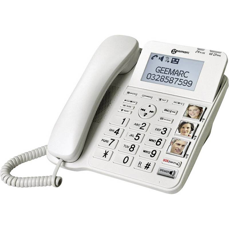 Geemarc Cl595 Schnurgebundenes Seniorentelefon Telefon Anrufsignalisierung Weiß B-Ware von Geemarc