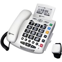 Geemarc Pack SERENTIES Schnurgebundenes Seniorentelefon Fallband-Sensor Beleuchtetes Display Weiß von Geemarc