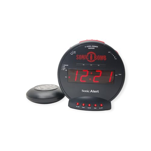 Geemarc Sonic Bomb - Wecker mit superstarkem Alarm, Vibrationskissen und Schlummerfunktion - Für Hörgeschädigte und Langschläfer - Version DE von Geemarc