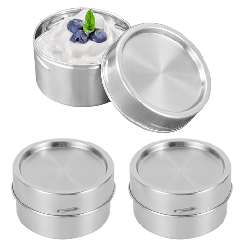 3 Stück Brotdose Edelstahl, Gute Abdichtung, Robust und Sturzsicher Stainless Steel Food Container, Snack-Box, Geeignet für Snacks, Obst, Müsli, Mahlzeiten (Edelstahl) von Geentargetel
