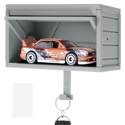 Auto Garage Schlüsselbox, Autogarage Schlüsselhalter mit Zu Öffnender Tür, Schlüsselkasten Wand zur Wandmontage, Schlüsselhaken, Schlüsselablage Schlüsselaufhänger für Autoliebhaber (Grau) von Geentargetel