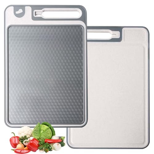 Doppelseitiges Schneidebrett, 304 Edelstahl und Weizenstroh Doppelseitiges, Stainless Steel Cutting Board für Fleisch Gemüse, Kratzfeste Netzdesign Küchenbrett, Küchenzubehör Chopping Board (Silbrig) Doppelseitiges Schneidebrett, 304 Edelstahl und Weizenstroh Doppelseitiges, Stainless Steel Cutting Board für Fleisch Gemüse, Kratzfeste Netzdesign Küchenbrett, Küchenzubehör Chopping Board (Silbrig) von Geentargetel