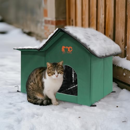 GeerDuo Katzenhaus für den Außenbereich, Katzenhaus für draußen, wasserdichtes Katzenhaus für Outdoor/Indoor-Katzen, isoliertes Katzenbett für alle Jahreszeiten mit gemütlichem Kissen (Grün, L) GeerDuo Katzenhaus für den Außenbereich, Katzenhaus für draußen, wasserdichtes Katzenhaus für Outdoor/Indoor-Katzen, isoliertes Katzenbett für alle Jahreszeiten mit gemütlichem Kissen (Grün, L) von GeerDuo