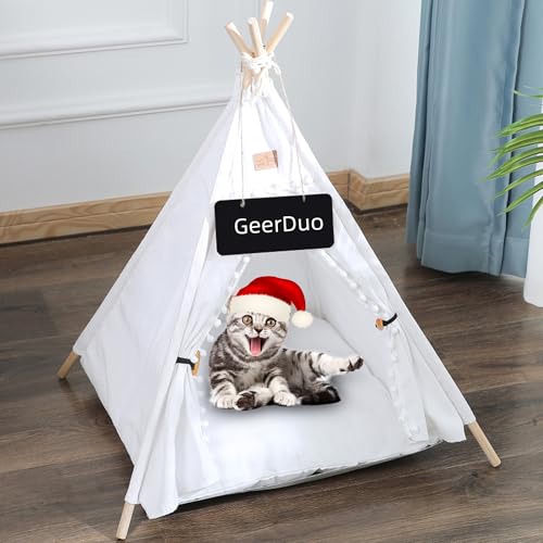 GeerDuo Tipi für Hunde und Katzen, tragbar, für Hunde und Katzen, Weiß GeerDuo Tipi für Hunde und Katzen, tragbar, für Hunde und Katzen, Weiß von GeerDuo