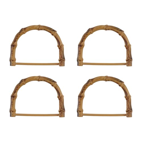 Geesatis Handtaschengriffe aus Holzimitat, Kunststoff, U-förmige Taschengriffe, Handtaschengriffe für Häkeltasche, Rattan, gewebte Strandtasche (Durchmesser: 10,5 cm), 4 Stück von Geesatis