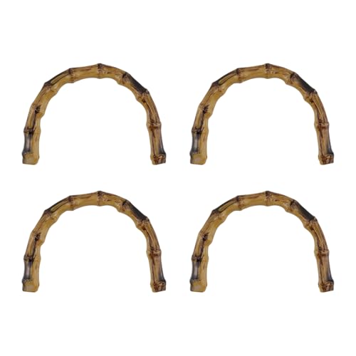 Geesatis Handtaschengriffe aus Holzimitat, U-förmige Taschengriffe, Handtaschengriffe für Häkeltaschen, Rattan, gewebte Strandtasche, Seitenloch (Durchmesser: 12 cm), 4 Stück von Geesatis