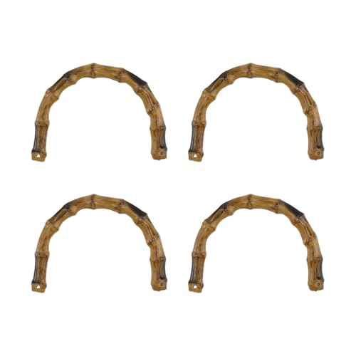 Geesatis Handtaschengriffe aus Holzimitat, U-förmige Taschengriffe, Handtaschengriffe für Häkeltaschen, Rattan, gewebte Strandtasche, gerades Loch (Durchmesser: 12 cm), 4 Stück von Geesatis