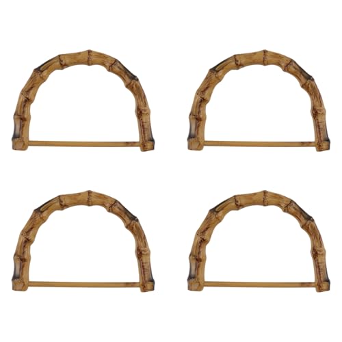 Geesatis Handtaschengriffe aus Holzimitat, U-förmige Taschengriffe, Handtaschengriffe für Häkeltaschen, Rattan, gewebte Strandtasche (Durchmesser: 12 cm), 4 Stück von Geesatis