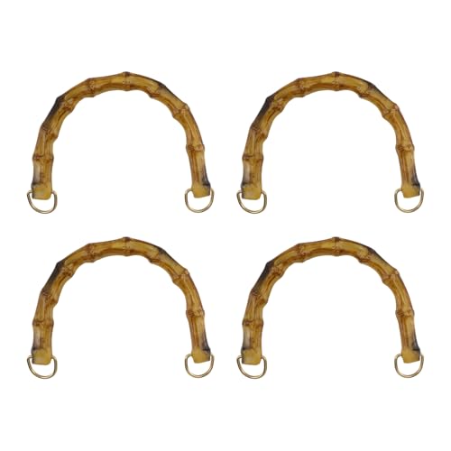 Geesatis Handtaschengriffe aus Holzimitat, U-förmige Taschengriffe, Handtaschengriffe für Häkeltaschen, Rattan, gewebte Strandtasche (Durchmesser: 12 cm), 4 Stück von Geesatis