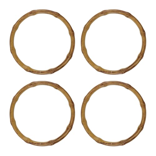 Geesatis Handtaschengriffe aus Holzimitat, runde Kunststoff-Taschengriffe, runde Handtaschengriffe für Häkeltasche, Rattan, gewebte Strandtasche (Durchmesser: 15 cm), 4 Stück von Geesatis