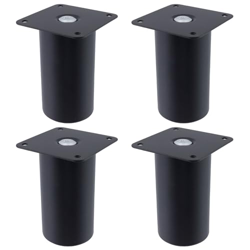 Geesatis Höhenverstellbare Möbelbeine, 9,9–10,9 cm, Edelstahl, Schrank-Schreibtischbeine, schwarz, rund, strapazierfähig, Bettstützbeine, 4 Stück von Geesatis