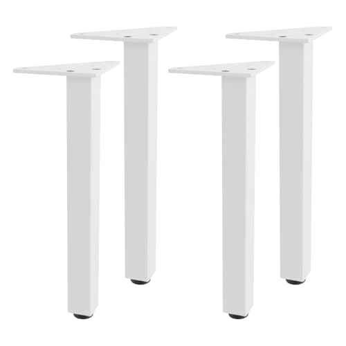 Geesatis Robuste, verstellbare Tischbeine, 25,4 cm, 4 Stück, 453,6 kg Kapazität, Möbelbeine aus Aluminiumlegierung für Schreibtische, Schränke, Sofa und Bett, mit vormontierten Schrauben (weiß) von Geesatis