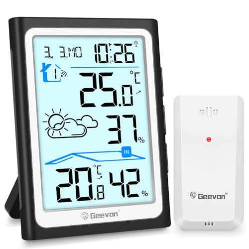Geevon Wetterstation Funk mit Außensensor, DCF Digital Wettervorhersage, Innen/Außen Temperatur Hygrometer, Funkwetterstationen, Alarmfunktion und Mehrfachmontageoptionen Wecker(256305 ohne batterien) Geevon Wetterstation Funk mit Außensensor, DCF Digital Wettervorhersage, Innen/Außen Temperatur Hygrometer, Funkwetterstationen, Alarmfunktion und Mehrfachmontageoptionen Wecker(256305 ohne batterien) von Geevon
