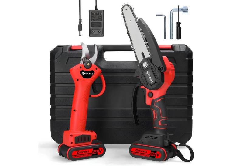 Athlix Akku-Kettensäge Elektrische Akku Kettensäge & Astschere 2er Set, Kabellose Säge, 5 m/s, 6 Zoll, 2 Akkus, Kabelloses Design von Athlix