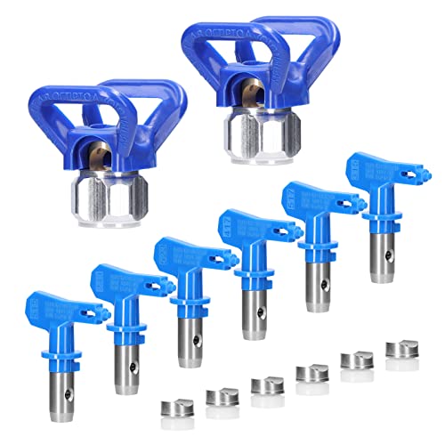 Sprühspitzen für Airless-Sprühgerät, Geevorks wendbar, luftlos, Sprühdüsen, 6 Stück mit 2 Düsensitzen, Airless-Farbspritzpistolen, Düsen-Set Sprühspitzen für Airless-Sprühgerät, Geevorks wendbar, luftlos, Sprühdüsen, 6 Stück mit 2 Düsensitzen, Airless-Farbspritzpistolen, Düsen-Set von Geevorks