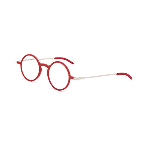 Runde dünne Lesebrille, Anti-Ermüdung der Augen, Frauen stilvolle, blaues Licht Blocking, Überanstrengung der Augen Gläser Lesen, Rahmenlos und Leichtbau (Color : Red, Size : 1.0) von Geeyu