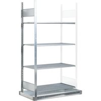 Gefahrstoffregal GRB 1060, 4 Gitterroste, 1 Auffangwanne à 45 l, FL 200 kg, Anbaufeld von Denios
