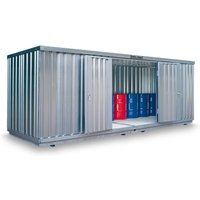 SAFE Tank Gefahrstoffcontainer 1900 WGK, verzinkt, montiert, Innen- und Außenaufstellung, Maße außen 6080x2170x2310 mm, Doppelflügeltür, mittig in Breitseite, Lagerfläche 12 m² von SAFE Tank