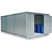 SAFE Tank Gefahrstoffcontainer Kombination 5000 WGK 1-3, verzinkt, vormontiert, Maße außen 5080x6520x2300 mm, Doppelflügeltür (asymmetrische Teilung), mittig in der kurzen Seite, Zusatztür, Lagerfläche 32 m² von SAFE Tank