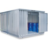 SAFE Tank Gefahrstoffcontainer Kombination 3000 PLG, verzinkt, vormontiert, Maße außen 3050x6520x2310 mm, Einzelflügeltür, mittig im Modul, Lagerfläche 19 m² von SAFE Tank