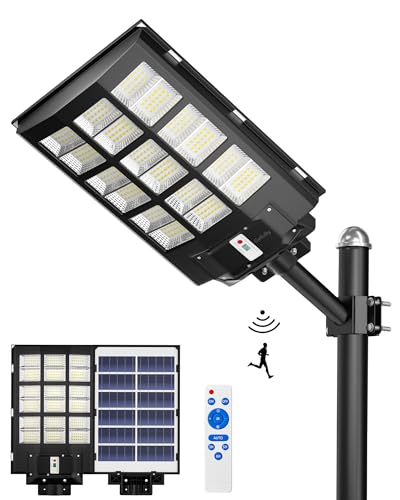 Gefolly SL-3600W Solar Straßenlaterne für Außen -360000LM Solarlampen mit Bewegungssensor, 6500K Dämmerung bis zum Morgengrauen IP67 Wasserdicht Solar Wegeleuchte im Freien für Gärten Straßen Garage von Gefolly