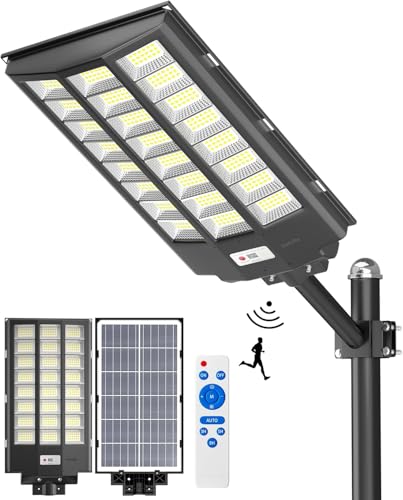 Gefolly SL-8700W Solar Straßenlaterne für Außen -680000LM Solarlampen mit Bewegungssensor, 6500K Dämmerung bis zum Morgengrauen IP67 Wasserdicht Solar Wegeleuchte im Freien für Gärten Straßen Garage von Gefolly