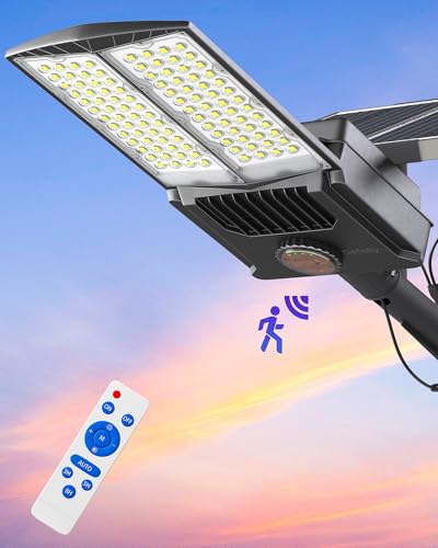 Gefolly SL-7500W LED Solar Straßenlaterne mit Fernbedienung -400000LM Solar Wandleuchte Aussen Dämmerung bis zum Morgengrauen, IP67 Wasserdicht 6500K LED Außenlampe für Gärten Straßen Garage von Gefolly