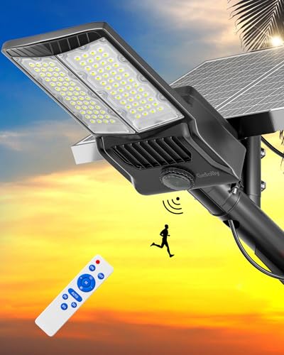 Gefolly SL-8500W LED Solar Straßenlaterne mit Fernbedienung -480000LM Solar Wandleuchte Aussen Dämmerung bis zum Morgengrauen, IP67 Wasserdicht 6500K LED Außenlampe für Gärten Straßen Garage von Gefolly