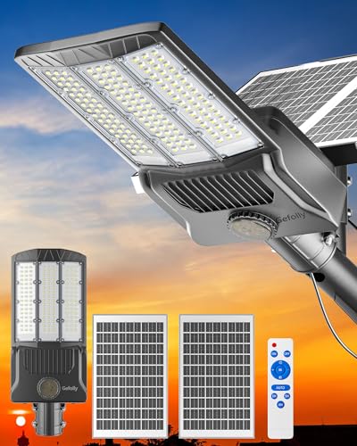 Gefolly SL-8800W LED Solar Straßenlaterne mit Fernbedienung -550000LM Solar Wandleuchte Aussen Dämmerung bis zum Morgengrauen, IP67 Wasserdicht 6500K LED Außenlampe für Gärten Straßen Garage von Gefolly