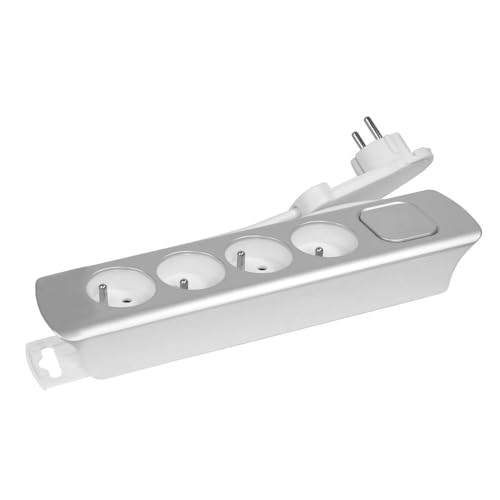 Gefom 400004 Blod seign fiche extra Plate Steckdosenleiste, silberfarben, 4 prises von Gefom