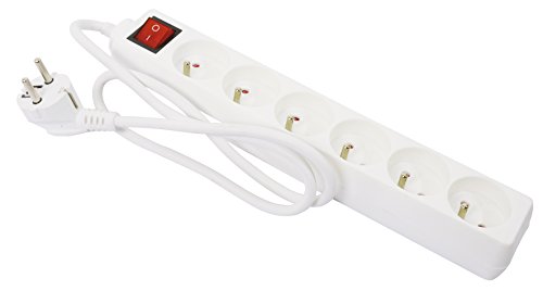 Gefotech 8219 Mehrfachsteckdose (6 Steckdosen, 16 A + T, mit Schalter, Kabel 1 m) von Gefotech