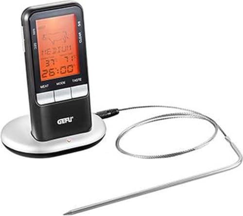 GEFU 21850 Digitaler Funk-Bratenthermometer HÄNDI mit Timer zum Garen und Braten - via Funk bis zu 20 Meter Reichweite, 9 x 12,5 x 7 cm von GEFU