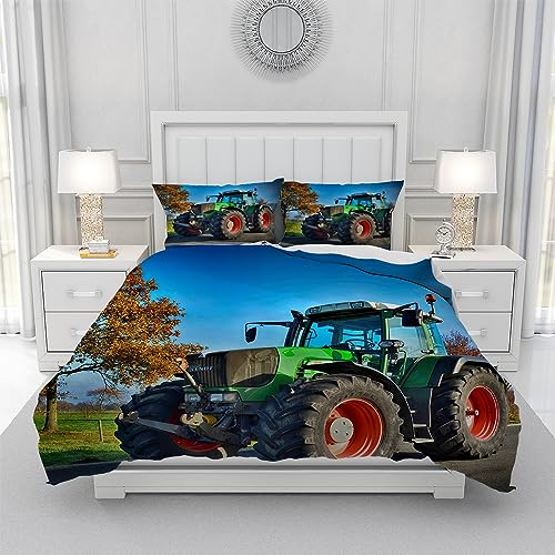 3D Traktor Bettwäsche Set,Traktor Muster gedruckt Futon Abdeckung für Kinder jungen,Weichen Bequemen Atmungsaktiv Mikrofaser Kinderzimmer Dekorative Futon Abdeckung mit Zip-Verschluss. (T1,135×200 cm) von Gegeryozer