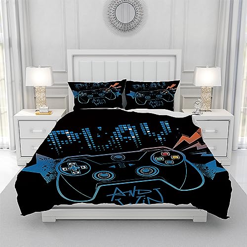 Gegeryozer Gamepad Bettwäsche Set 135x200 cm,3D Jungen Gamer Bettbezug Set,1-Mikrofaser Gamepad Bettbezug und 2-Kissenbezüge 50x70 cm von Gegeryozer