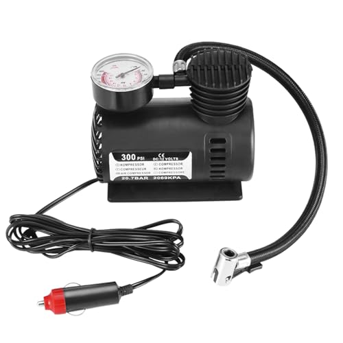 Gegong 12V 300psi tragbarer Reifen -Inflatorpumpe | Mini -Luftkompressor für Autowagen Fahrrad | Elektrische Autoreifenpumpe | Schnellinflationskit mit Druckmonitorzubehör von Gegong
